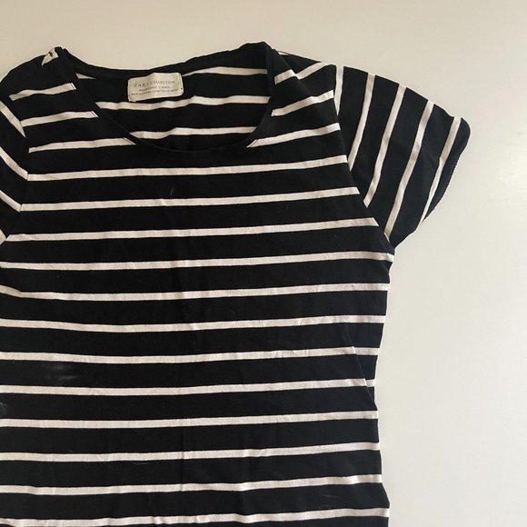 Zara Black and White Strappy T-Shirt/ SIze M - Picture 2 of 3